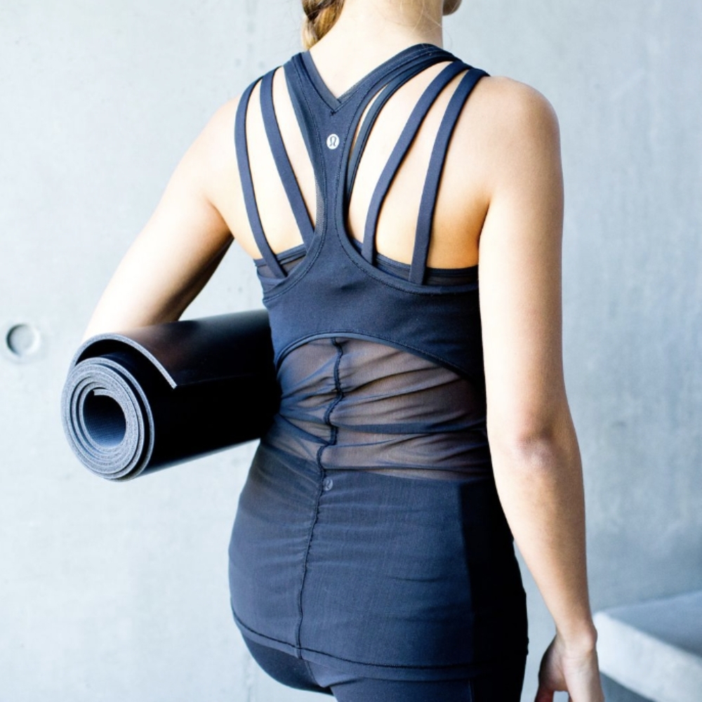 Lululemon Cool Racerback *Shine On Black mesh